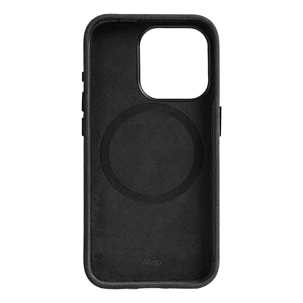 AlveoiPhone16ProDarkCharcoalCaseInternaAlcantara